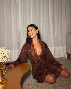 Conjunto Noix Royale Camisola + Robe + Calcinha