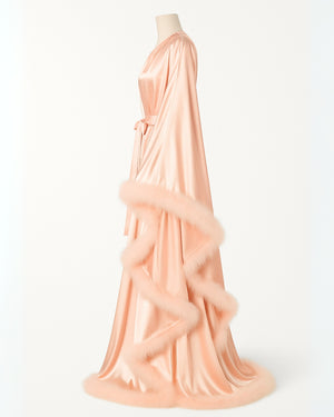 Robe La Duchesse Or em Cetim & Plumas