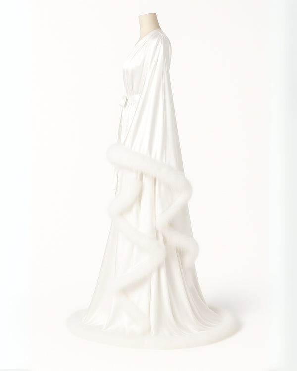 Robe L'Aurore de Satin em Cetim & Plumas