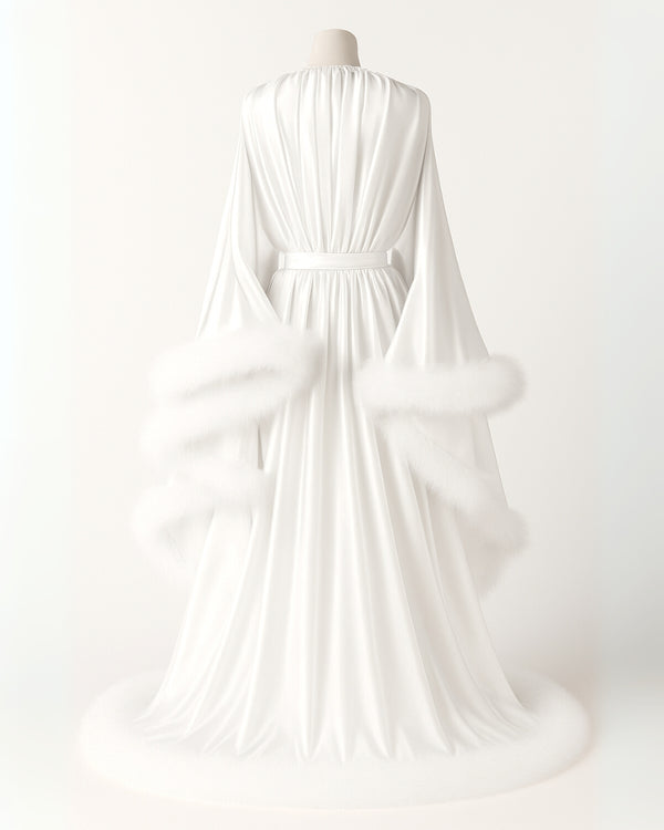 Robe L'Aurore de Satin em Cetim & Plumas