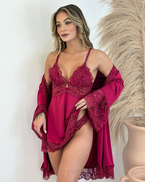 Conjunto Euphoria Camisola + Robe + Calcinha