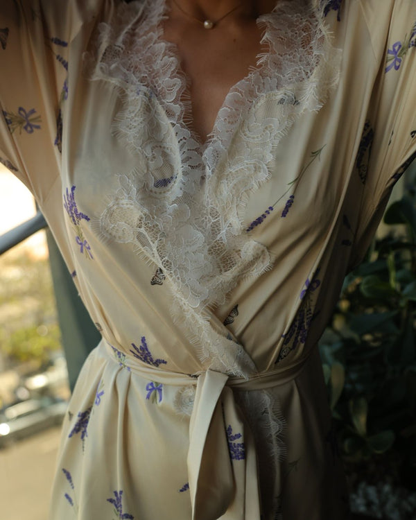 Conjunto La Chambre Dorée Camisola, Robe Midi & Calcinha Com Renda Em Cetim | Últimas unidades