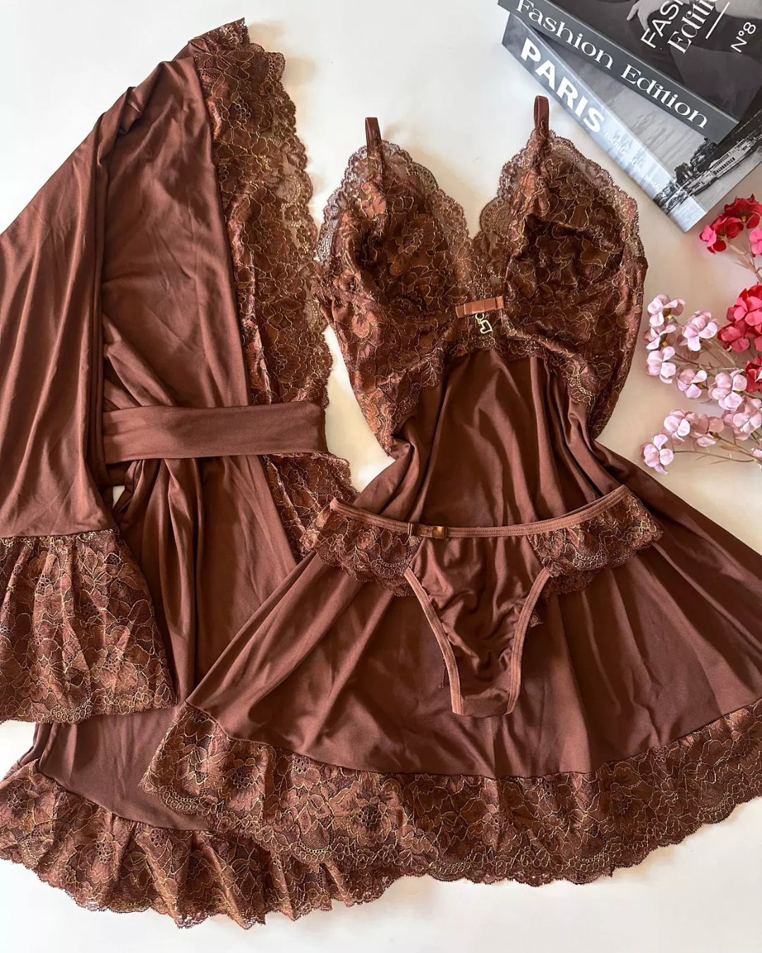 Conjunto Noix Royale - Camisola + Robe e Calcinha