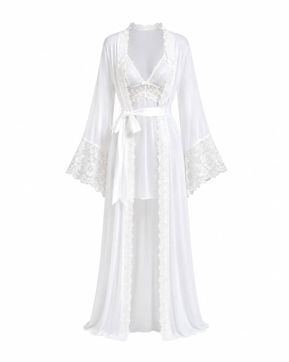Conjunto La.Maquise Camisola Curta, Robe Longo em Tule & Calcinha