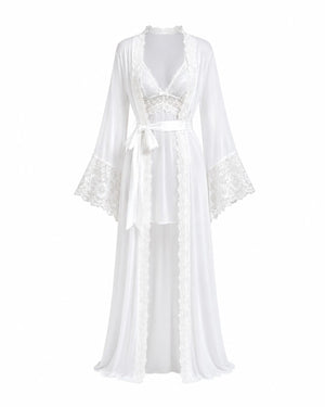 Conjunto La.Maquise Camisola Curta, Robe Longo em Tule & Calcinha