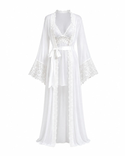 Conjunto La.Maquise Camisola Curta, Robe Longo em Tule & Calcinha