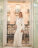 Conjunto Lumière Blanche Camisola, Robe Longo Com Renda Em Cetim & Calcinha