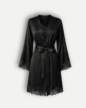 Conjunto La.Perla Baby-Doll e Robe em Cetim e Renda