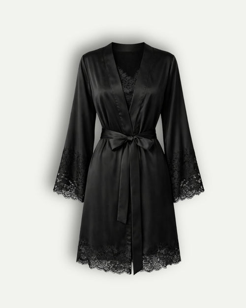 Conjunto La.Perla Baby-Doll e Robe em Cetim e Renda