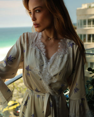 Conjunto La Chambre Dorée Camisola, Robe Midi & Calcinha Com Renda Em Cetim | Últimas unidades