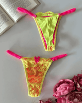 Calcinha Fio Collor - Amarelo Neon e Pink Neon