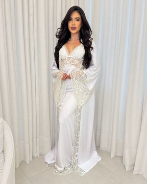 Conjunto La.Marquise D’Or Camisola Longa + Robe + Calcinha