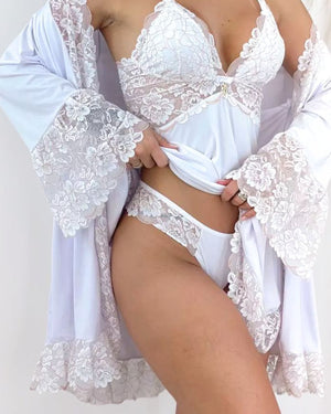 Conjunto Delina La.Rosée Royale Camisola + Robe + Calcinha