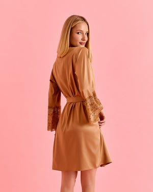 Conjunto Rive d’Or Camisola, Robe & Calcinha Com Renda Em Cetim