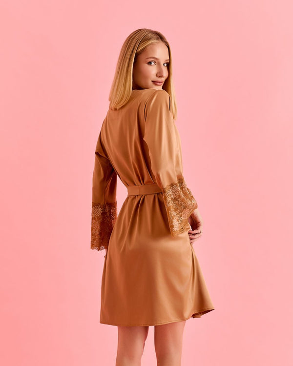 Conjunto Rive d’Or Camisola, Robe & Calcinha Com Renda Em Cetim