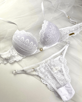 LADURRIE  CONJUNTOS SEXY  CONJUNTO LINGERIE  CONJUNTO DE LINGERIE POLIAMIDA  CONJUNTO DE LINGERIE MICROFIBRA  Conjunto Pérola - Branco