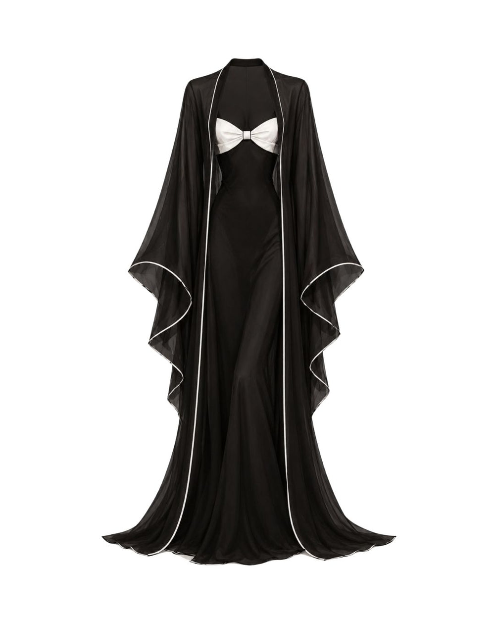 Conjunto Fabuleuse — Camisola, Robe Longo em Cetim & Calcinha