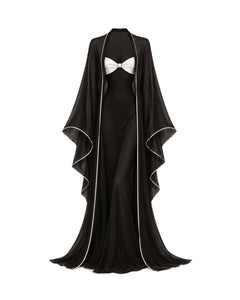 Conjunto Fabuleuse — Camisola, Robe Longo em Cetim & Calcinha