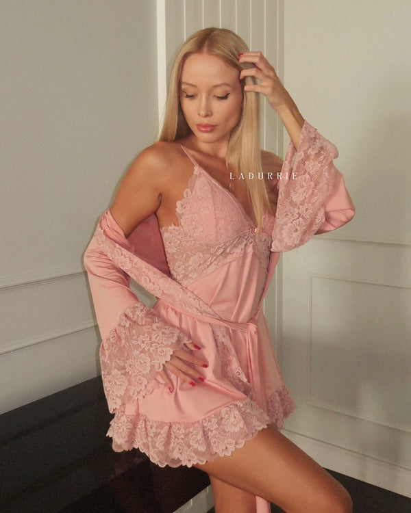Conjunto Miss Royale Camisola + Robe + Calcinha