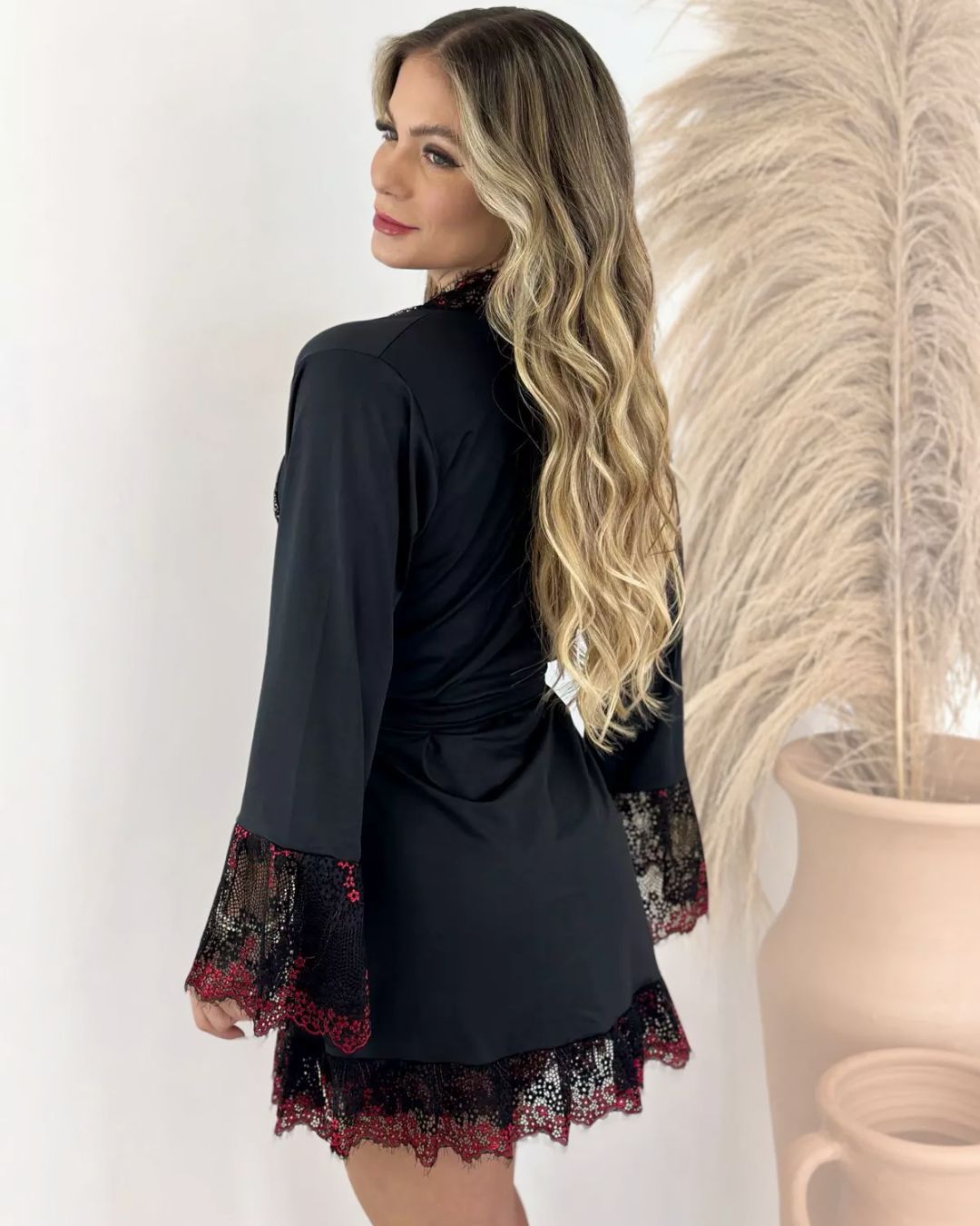 Conjunto Bourbon Rouge Royal  - Camisola + Robe e Calcinha