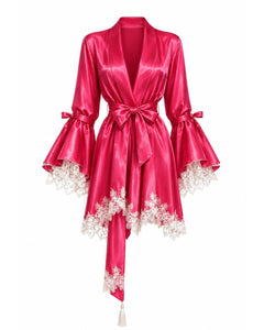 Conjunto La Duquese — Camisola, Robe Curta em Cetim com Renda & Calcinha