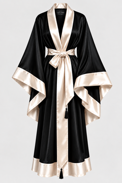 Conjunto Ombrelle Camisola, Robe Longo em Cetim & Calcinha