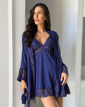 Conjunto Angel Mugler Camisola + Robe + Calcinha
