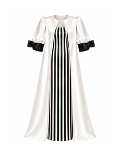 Conjunto Dame Blanche — Camisola, Robe Longo em Cetim & Calcinha
