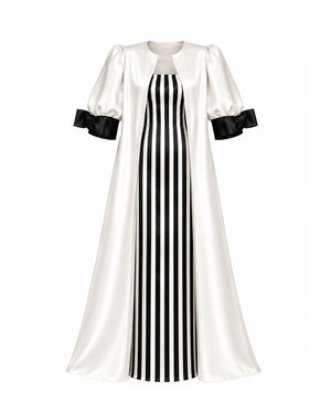 Conjunto Dame Blanche — Camisola, Robe Longo em Cetim & Calcinha