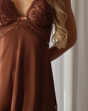 sleepwear marrom

noix royale

lingerie de luxo

LADURRIE

HAUTE SLEEPWEAR

HAUTE COSTURE

Conjunto Noix Royale - Camisola e Calcinha

conjunto camisola calcinha

