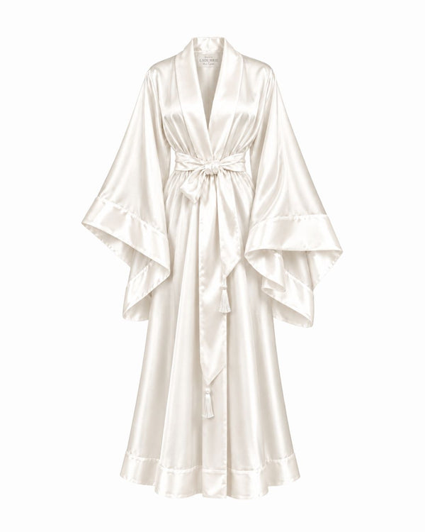 Conjunto La Mousseline Camisola, Robe Longo em Cetim & Calcinha