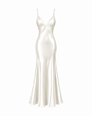 Conjunto La Mousseline Camisola, Robe Longo em Cetim & Calcinha