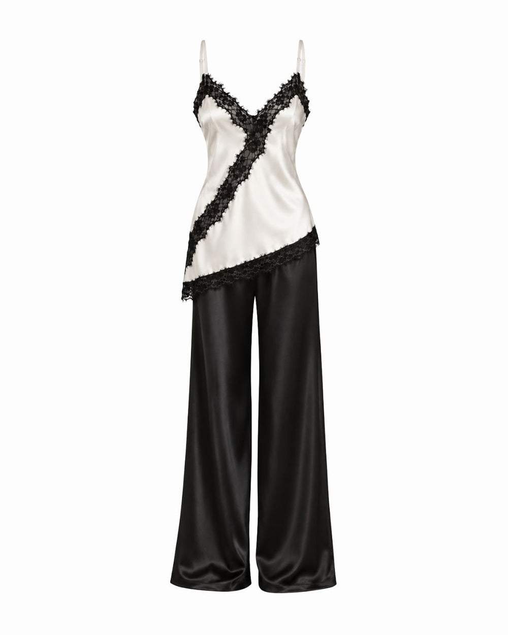 Pijama Monogramme L. Slip Top, Calça Longa em Cetim e Renda & Calcinha