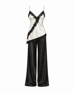 Pijama Monogramme L. Slip Top, Calça Longa em Cetim e Renda & Calcinha