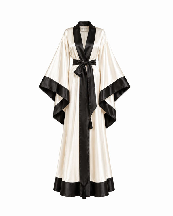 Conjunto Onlous Camisola, Robe Longo em Cetim & Calcinha