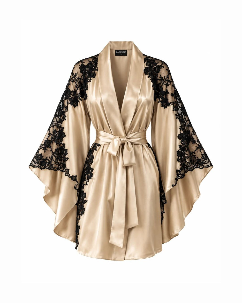 Conjunto Dentelle d'Or — Camisola, Robe Curta em Cetim com Renda & Calcinha