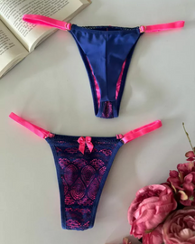 Calcinha Fio Collor - Azul e Pink Neon